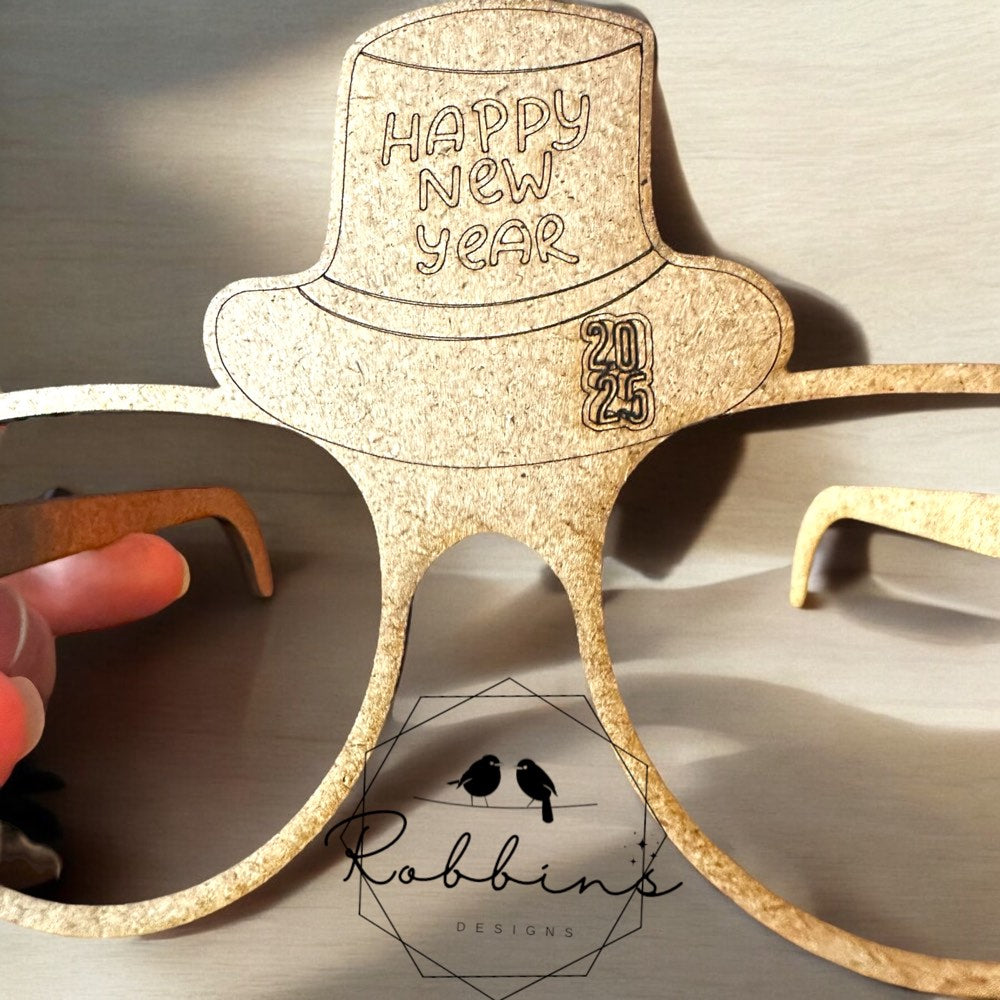 New Year's Eve Wooden Glasses-Customizable