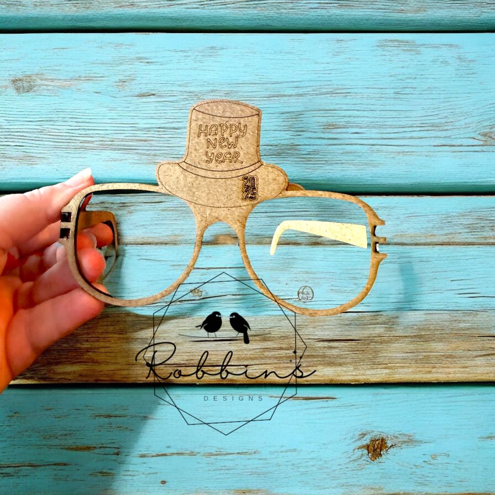 New Year's Eve Wooden Glasses-Customizable