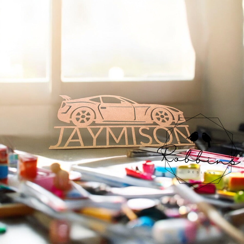 DIY Kit of Race Car Wooden Name Sign