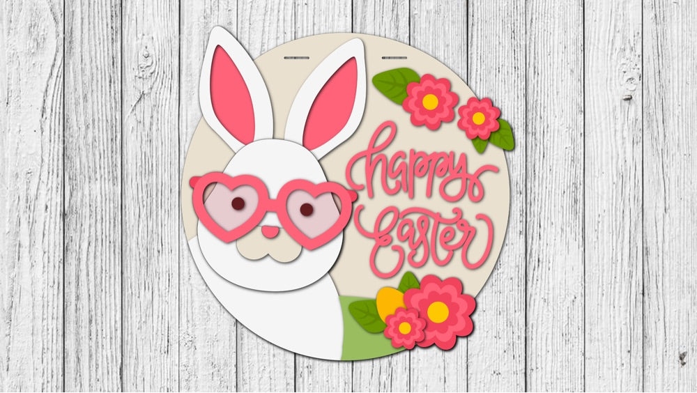 Easter Bunny Happy Easter Wooden Sign