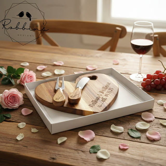Engraved Acacia Heart Keepsake – Custom Wooden Gift for Love, Marriage & Milestones