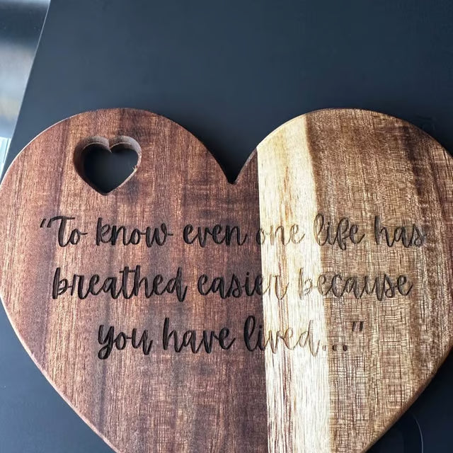 Engraved Acacia Heart Keepsake – Custom Wooden Gift for Love, Marriage & Milestones