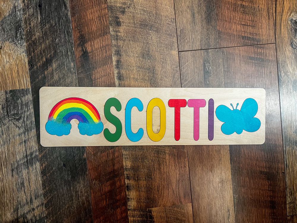 Wooden Name Puzzle-Gift for Kids-Name Puzzles for Toddlers-Montessori Baby Toys First Birthday Gift-Baby Shower Gift