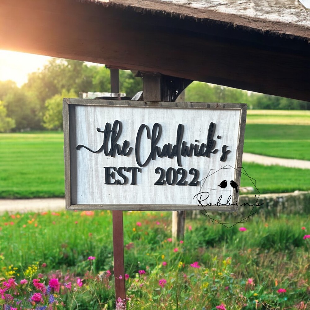 18" Custom Family Name Wood Sign- Personalized Farmhouse Style Decor
