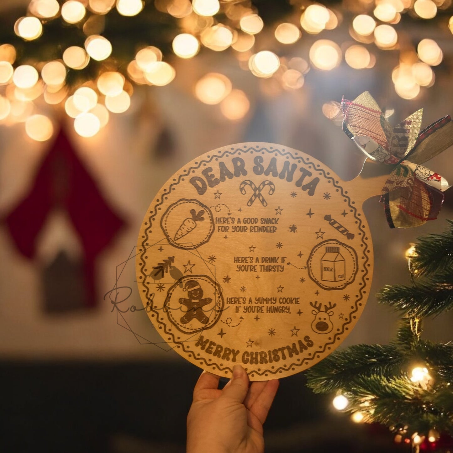 Engraved Santa Snack Board - Christmas Decor for Santa’s Treats - 11x9 Inches