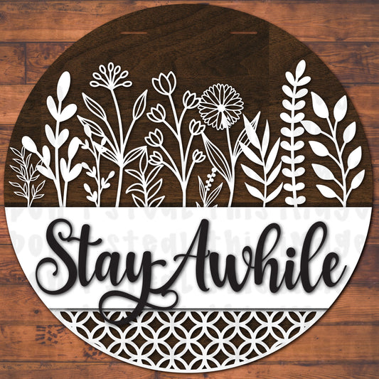 Stay Awhile Door Hanger