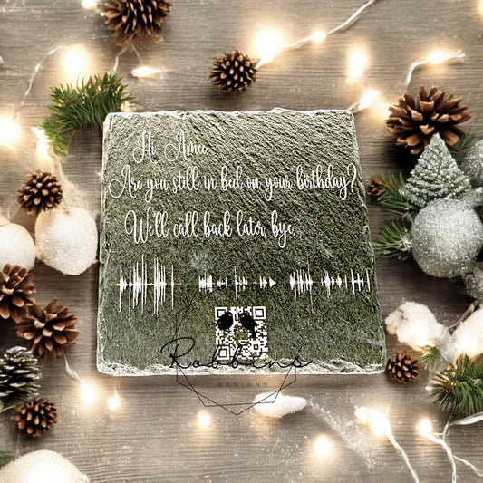 QR Voicemail Engraved Stone Coasters