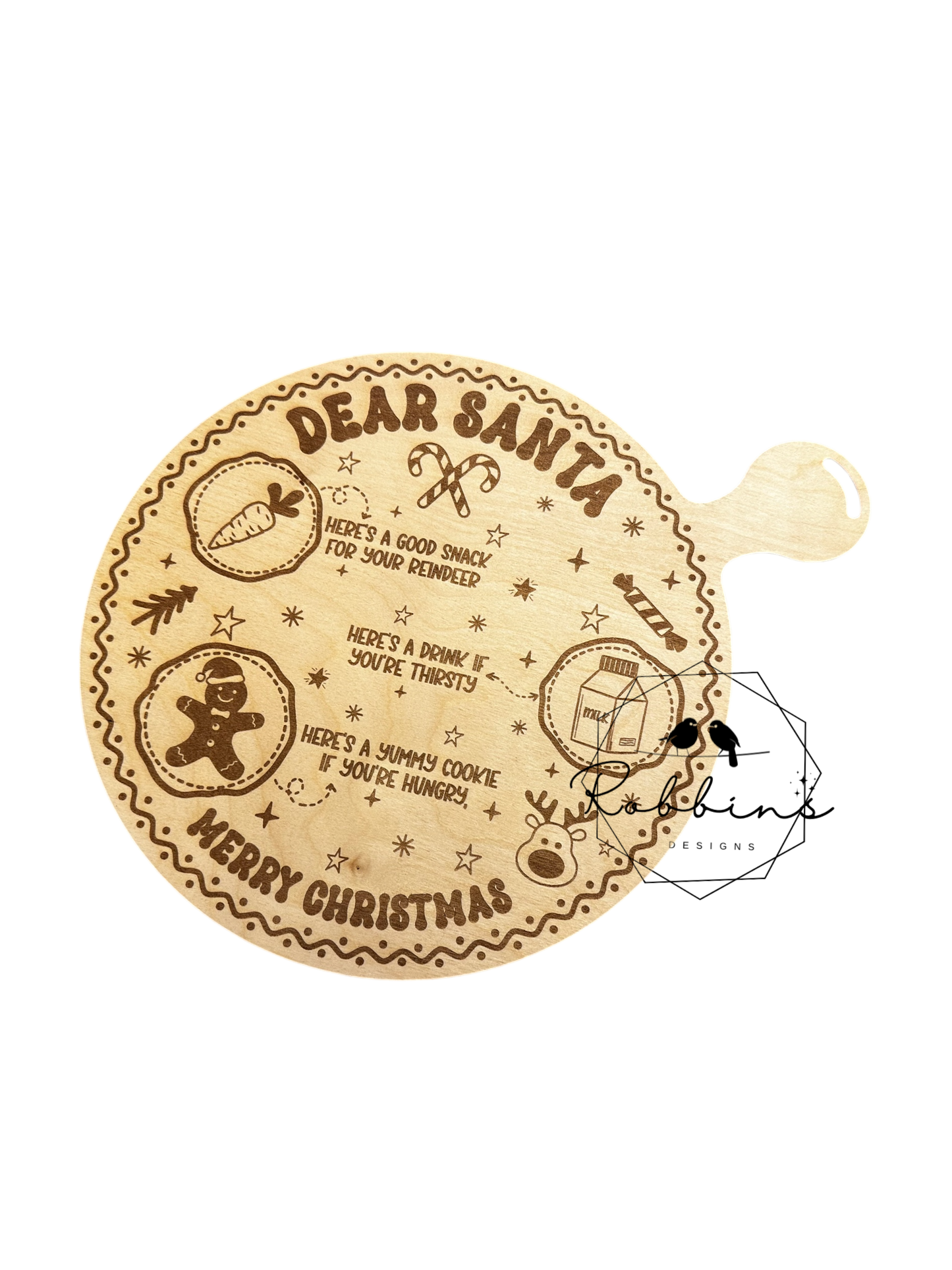 Engraved Santa Snack Board - Christmas Decor for Santa’s Treats - 11x9 Inches