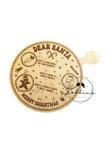 Engraved Santa Snack Board - Christmas Decor for Santa’s Treats - 11x9 Inches