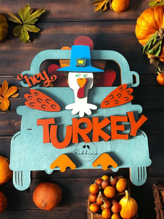 Fall Door Hanger Hey Turkey