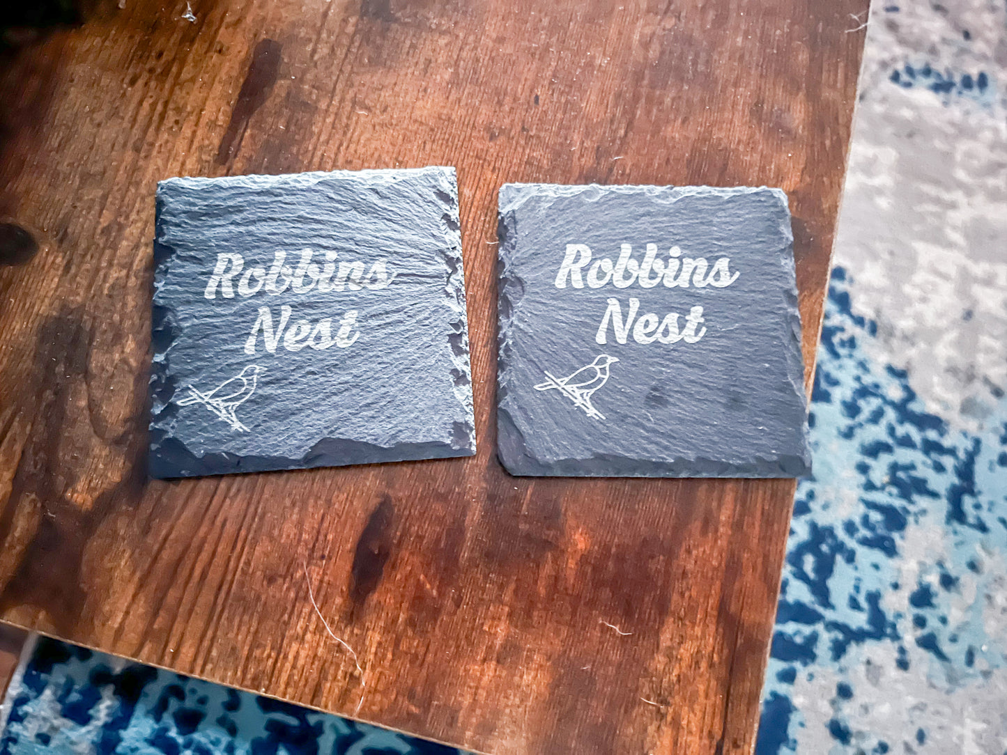 Engraved Photo/image/text Slate Coasters- Set of 4