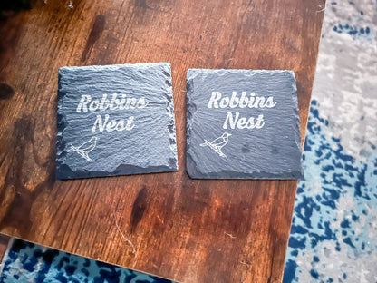 Engraved Photo/image/text Slate Coasters- Set of 4