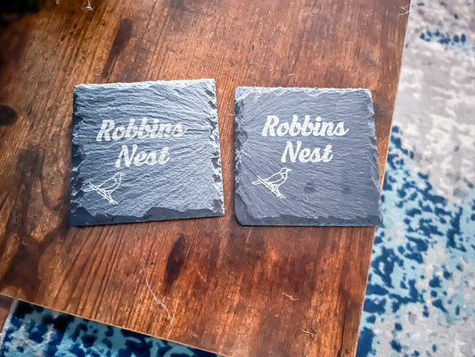 Engraved Photo/image/text Slate Coasters- Set of 4