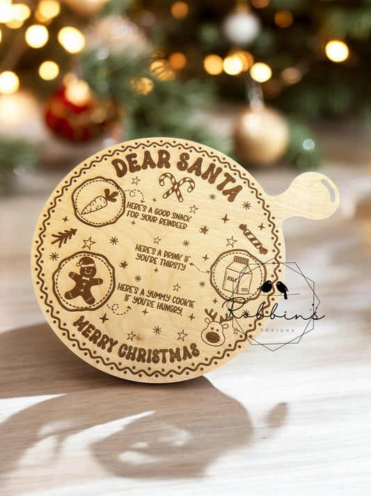 Engraved Santa Snack Board - Christmas Decor for Santa’s Treats - 11x9 Inches