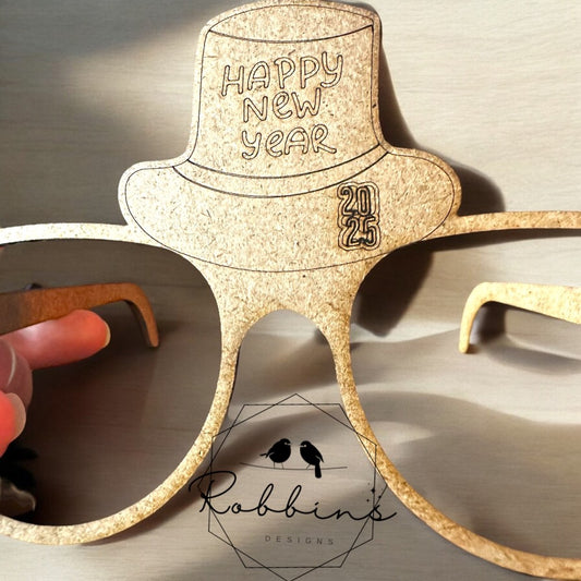 New Year's Eve Wooden Glasses-Customizable