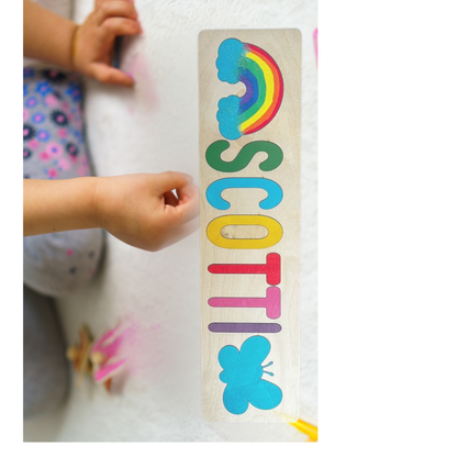 Wooden Name Puzzle-Gift for Kids-Name Puzzles for Toddlers-Montessori Baby Toys First Birthday Gift-Baby Shower Gift