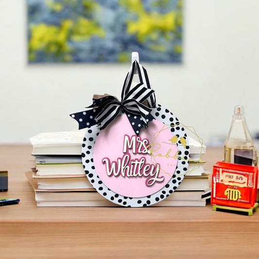 Teacher Sign w/ Polka-Dot Backing