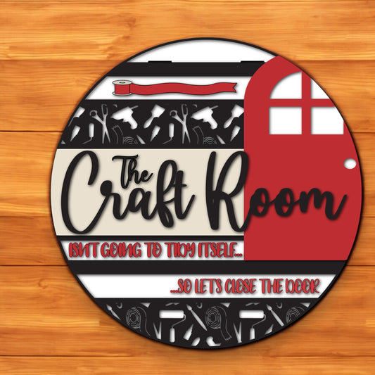 Craft Room Custom Wooden Door Hanger Sign 12"
