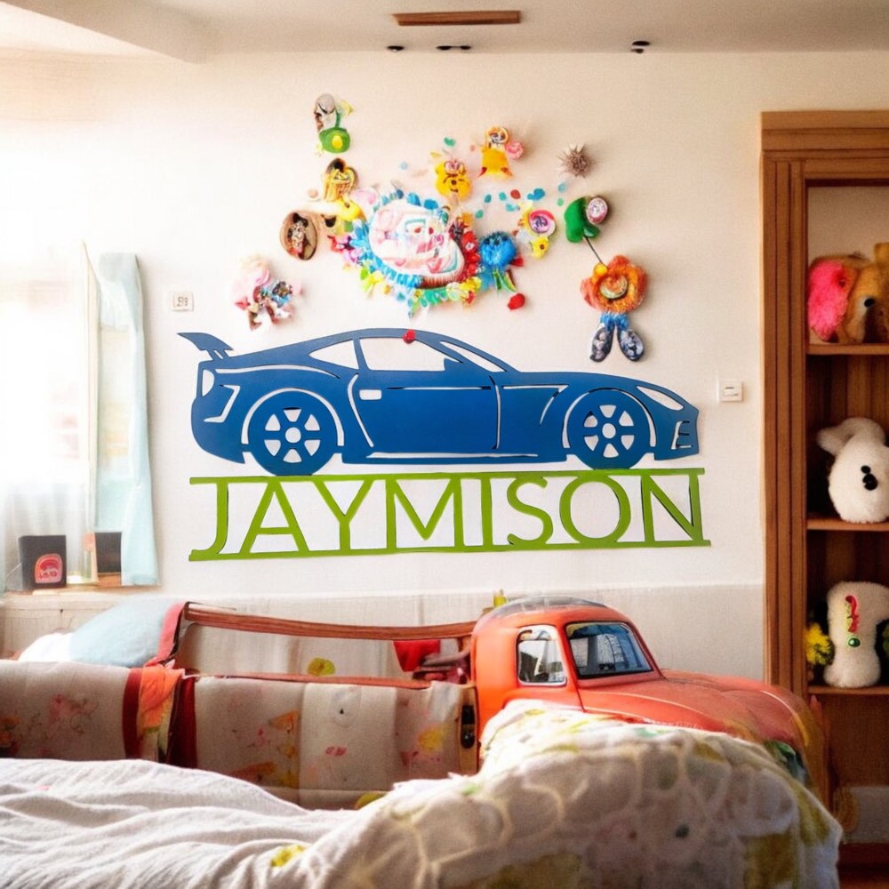 Race Car Wooden Name Sign, Kids Room Decor, Nursery Decor
