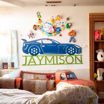 Race Car Wooden Name Sign, Kids Room Decor, Nursery Decor