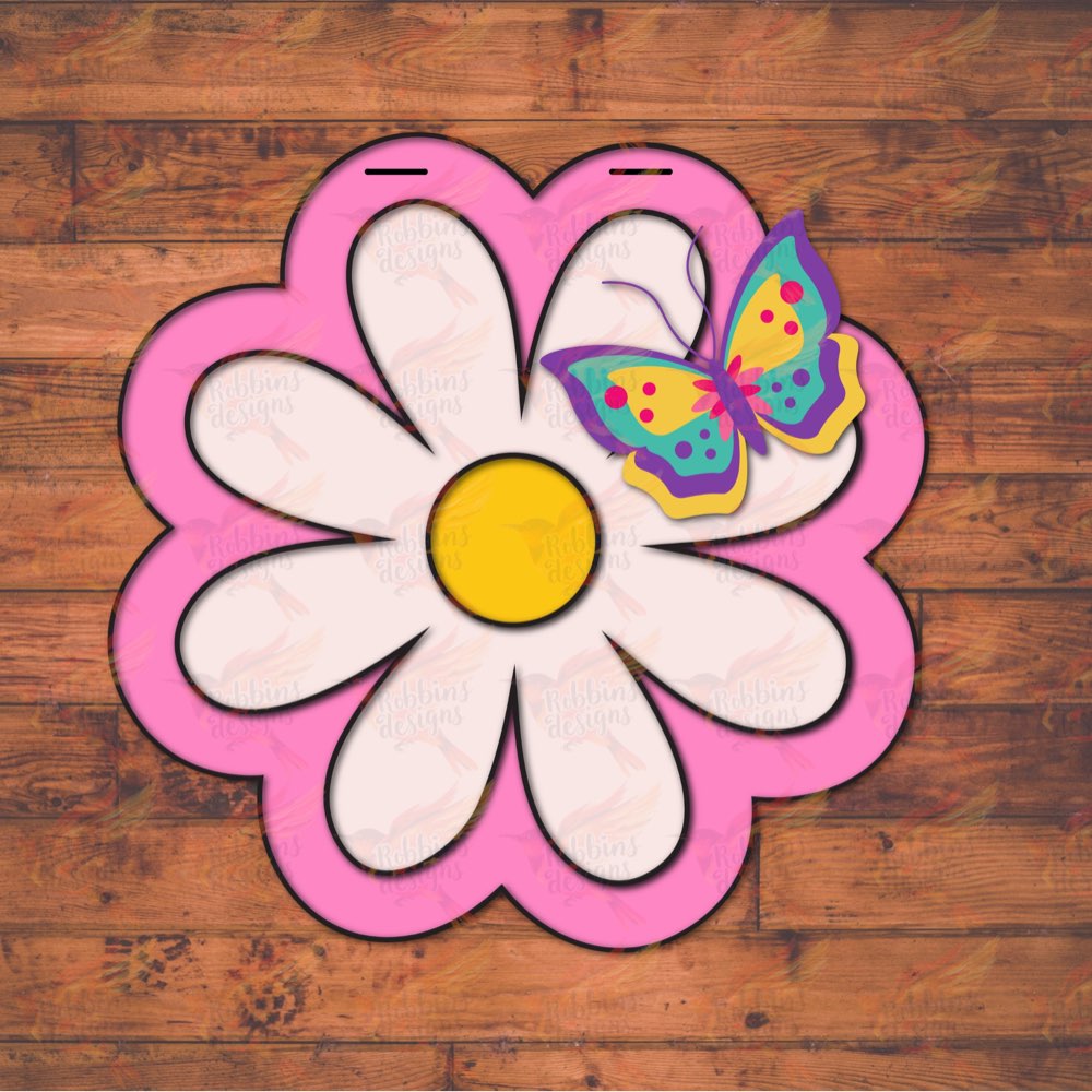 Spring Flower Butterfly Wooden Sign