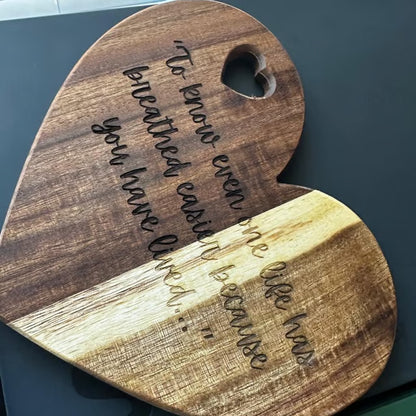 Engraved Acacia Heart Keepsake – Custom Wooden Gift for Love, Marriage & Milestones