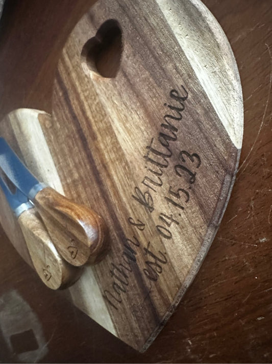 Handcrafted Acacia Heart Keepsake – Laser Engraved & Gift-Ready Wedding Anniversary Valentines