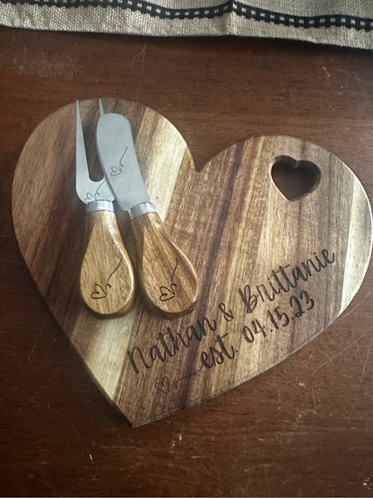 Handcrafted Acacia Heart Keepsake – Laser Engraved & Gift-Ready Wedding Anniversary Valentines