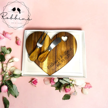 Handcrafted Acacia Heart Keepsake – Laser Engraved & Gift-Ready Wedding Anniversary Valentines