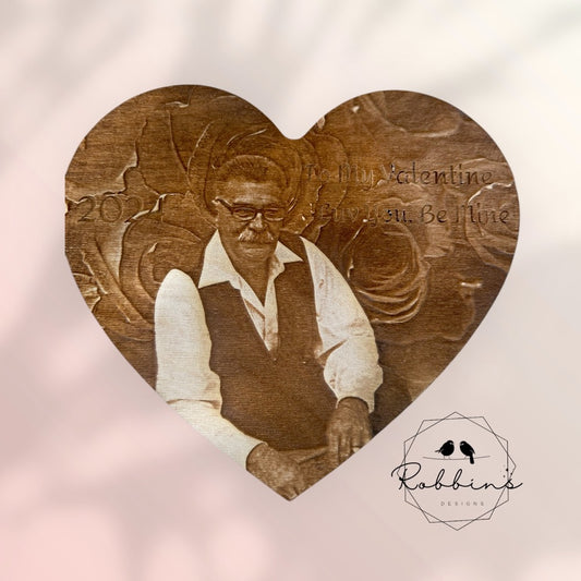 Personalized Laser Engraved Heart-Shaped Wooden Photo Keepsake