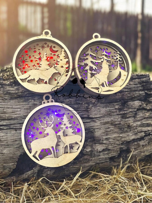 Personalized 4” Light-Up Christmas Ornaments-Laser Cut & Handmade