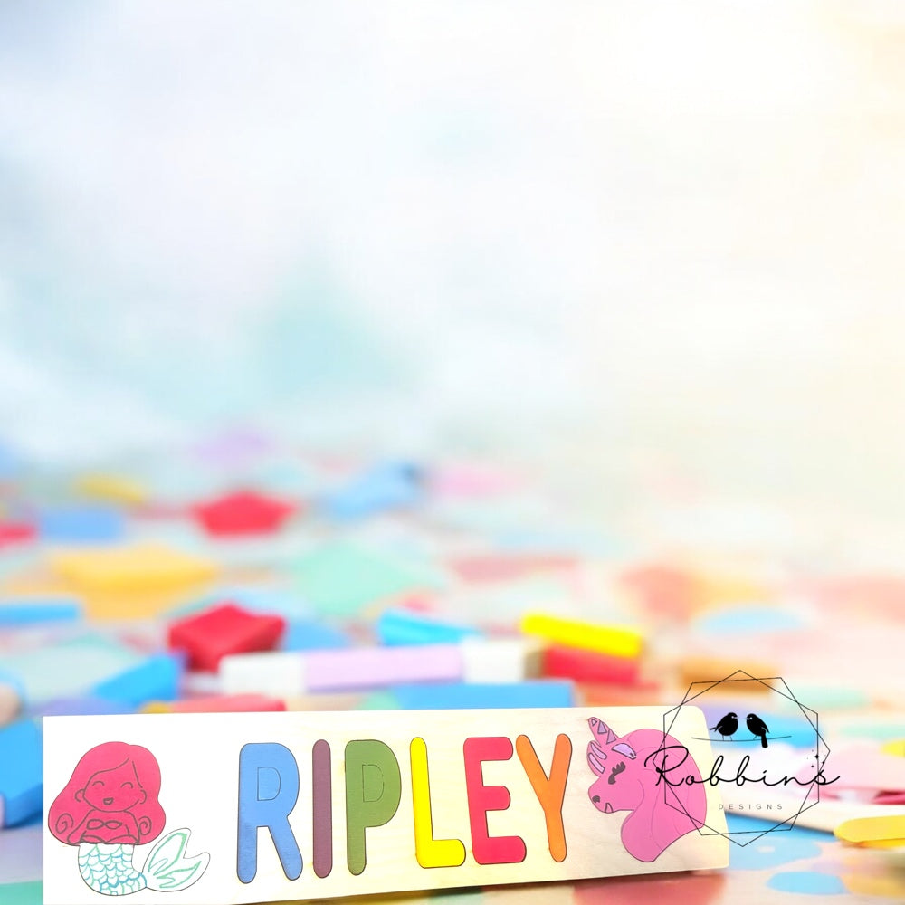 Wooden Name Puzzle-Gift for Kids-Name Puzzles for Toddlers-Montessori Baby Toys First Birthday Gift-Baby Shower Gift