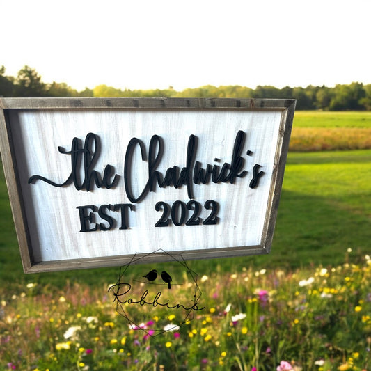 18" Custom Family Name Wood Sign- Personalized Farmhouse Style Decor
