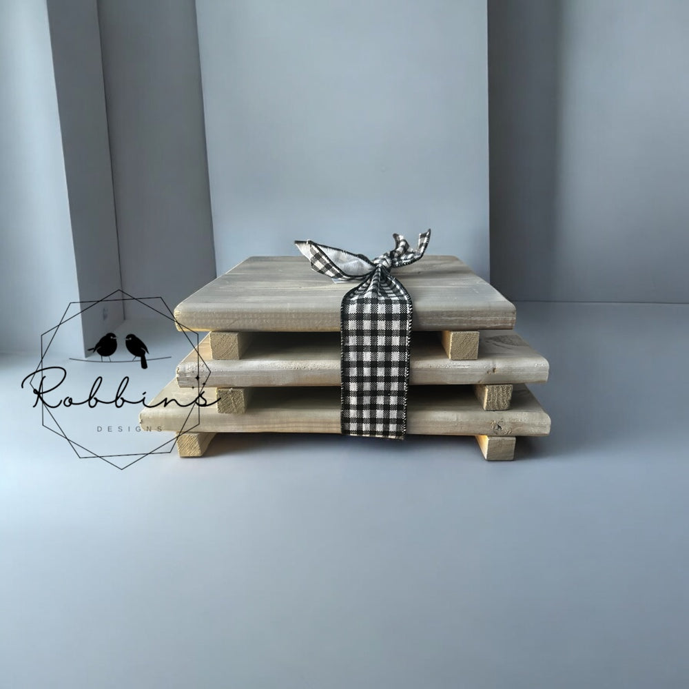 Rustic Charm Customizable NC Barn Wood Riser Set of 3