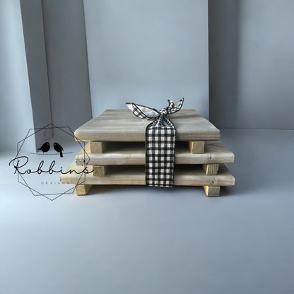 Rustic Charm Customizable NC Barn Wood Riser Set of 3