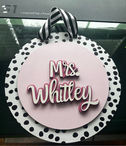 Wooden Door Hanger Custom Teacher Sign Classroom Door Hanger
