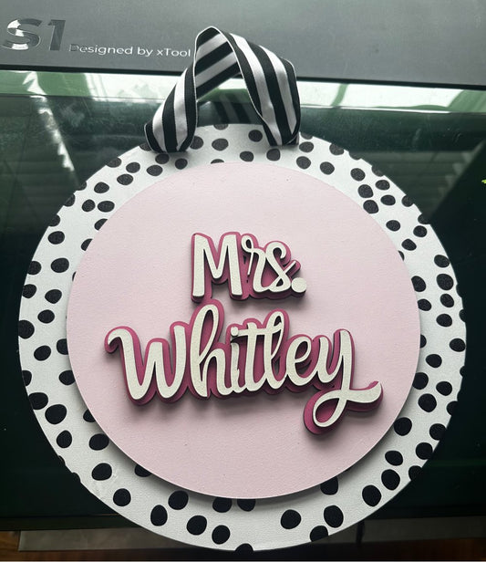Wooden Door Hanger Custom Teacher Sign Classroom Door Hanger